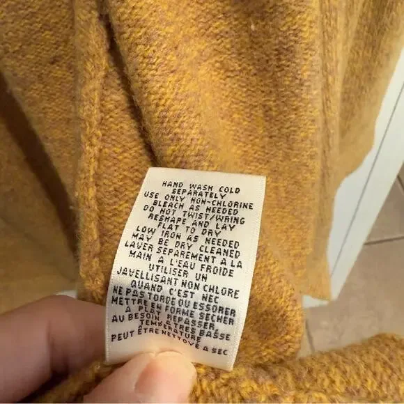 Anthropologie Meguro River Puff Sleeve Cardigan Mustard Yellow Wool Blend Large - Picture 3 of 8